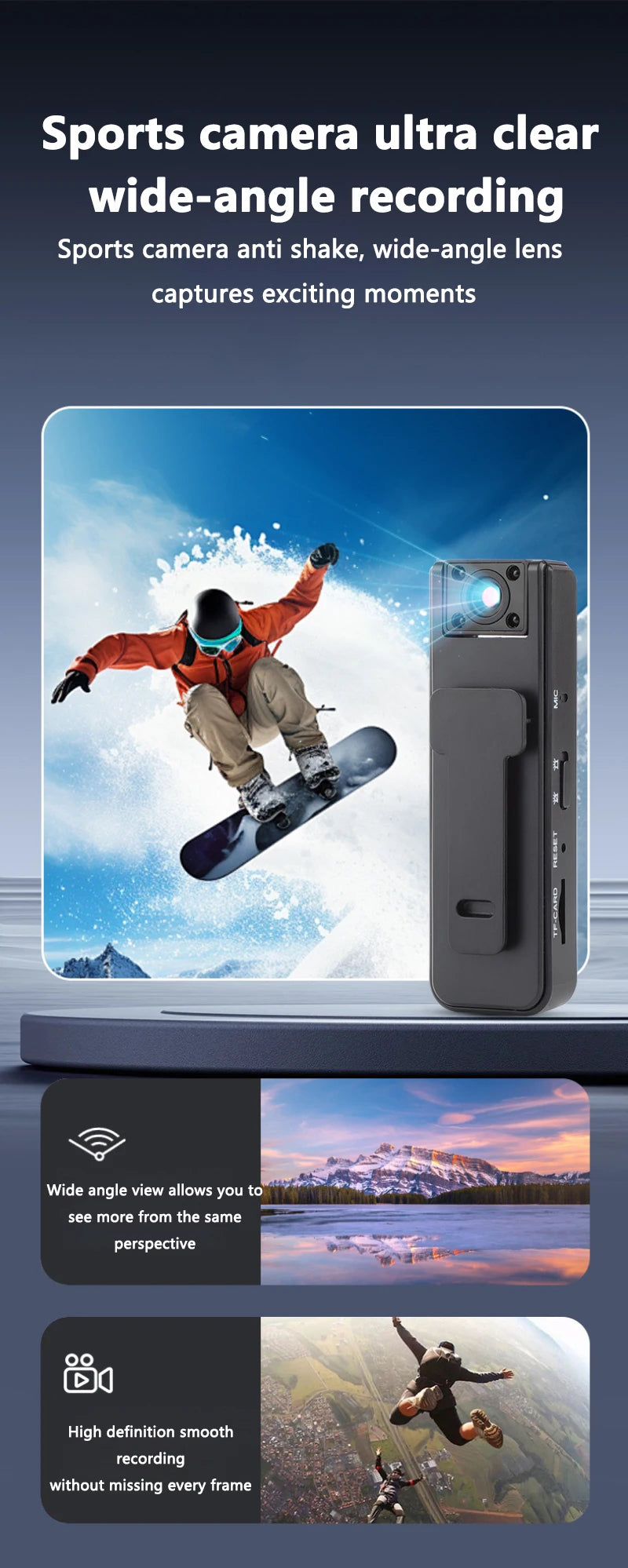 Xiaomi A9 Mini Handheld Camera 1080P HD Infrared Night Vision Back Clip Camera Recorder Outdoor Sports Riding Handheld Camera