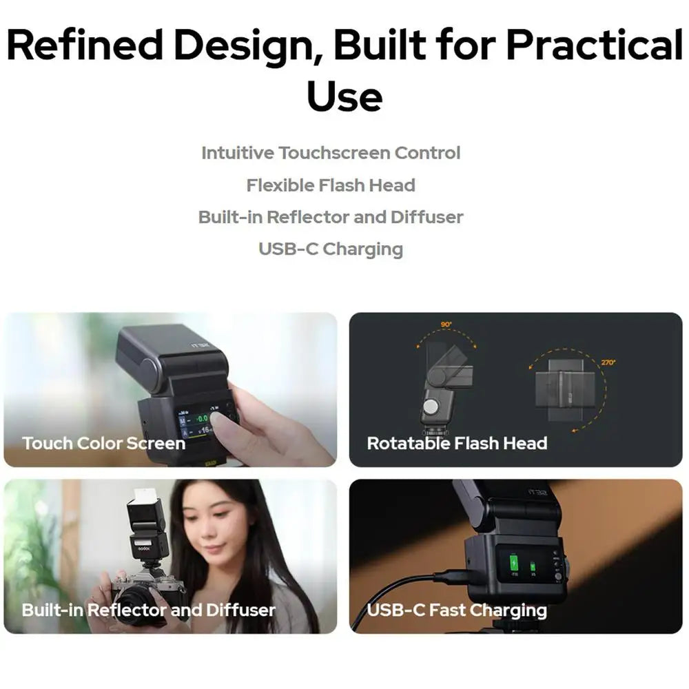 Godox iT32 iFlash Camera Flash & X5 C/N/S/F/O Trigger Modular Detachable Design 2.4G Wireless TTL HSS Cross-Brand Compatibility