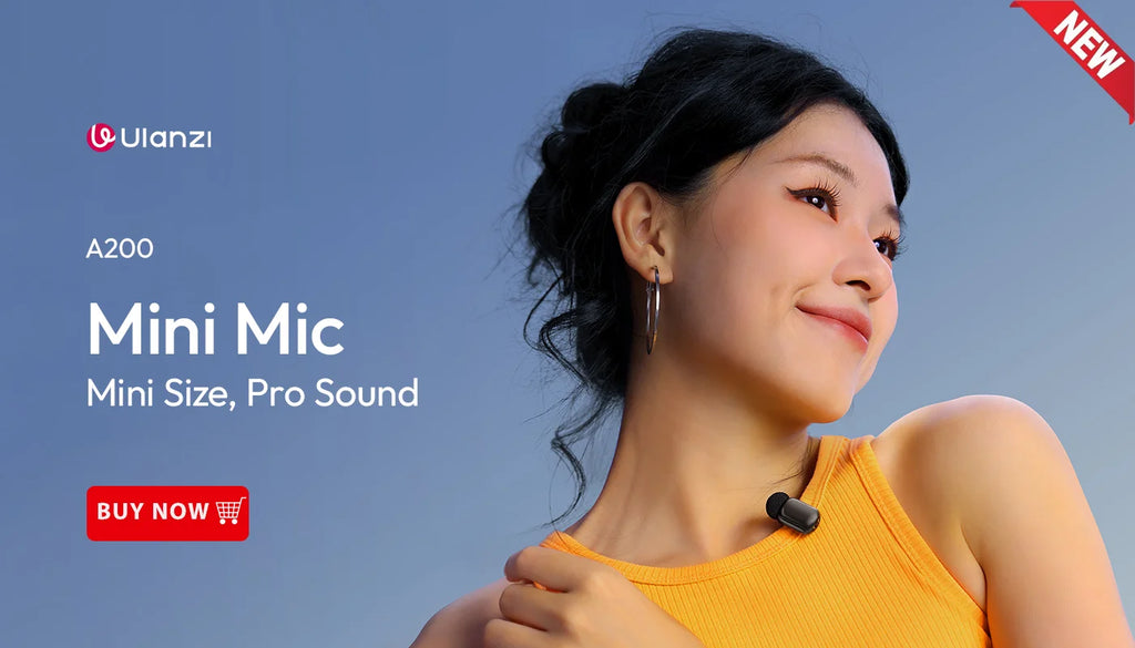 Ulanzi A100 Wireless Lavalier Microphone Professional 20M Audio Video Voice Recording Mic for iPhone 16 15 Android Phone Camera