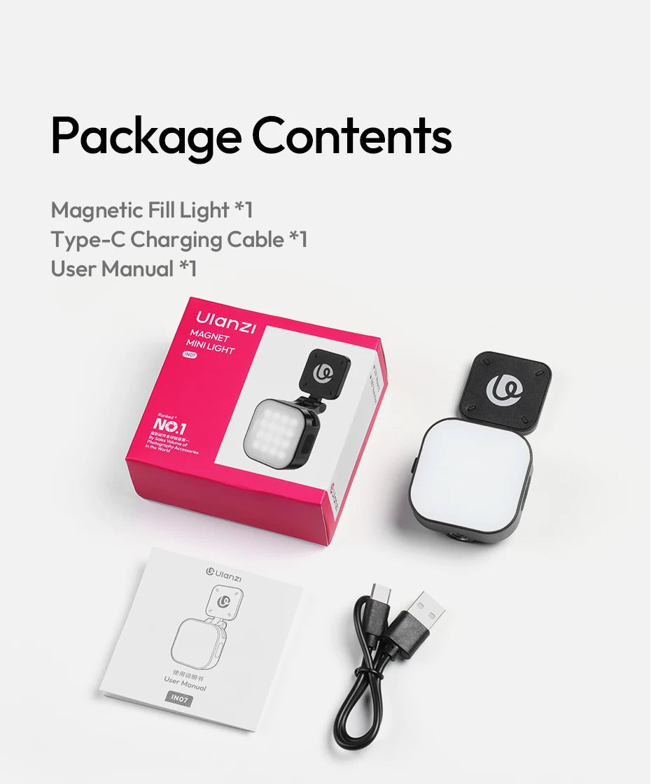 Ulanzi IN07 Mini Magnetic Fill Light for Insta360 Go Ultra Compatible with Go Ultra magnetic base for Vlog Street Photography