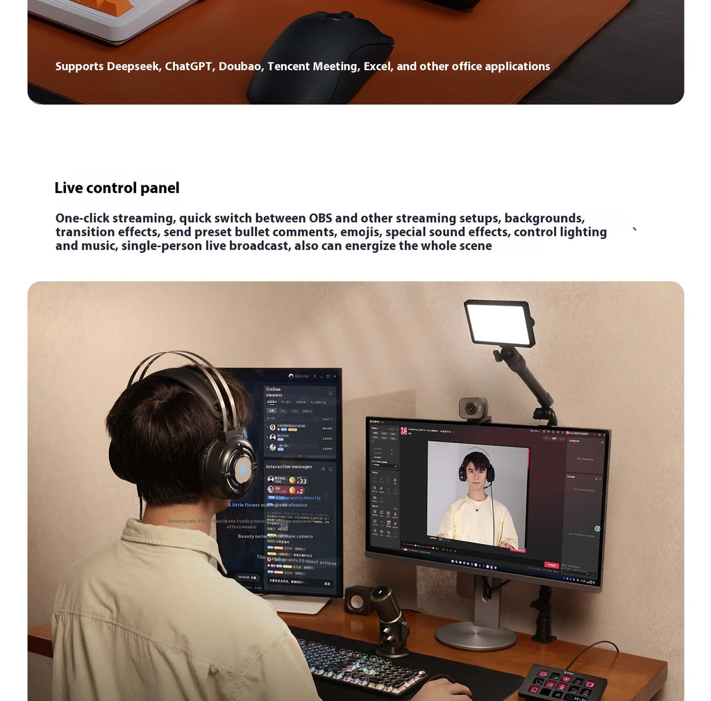 Ulanzi D200H Stream deck Production Console and Studio Controller 13 LCD Keys Streamdeck for Vlog Content Creation Video Editing