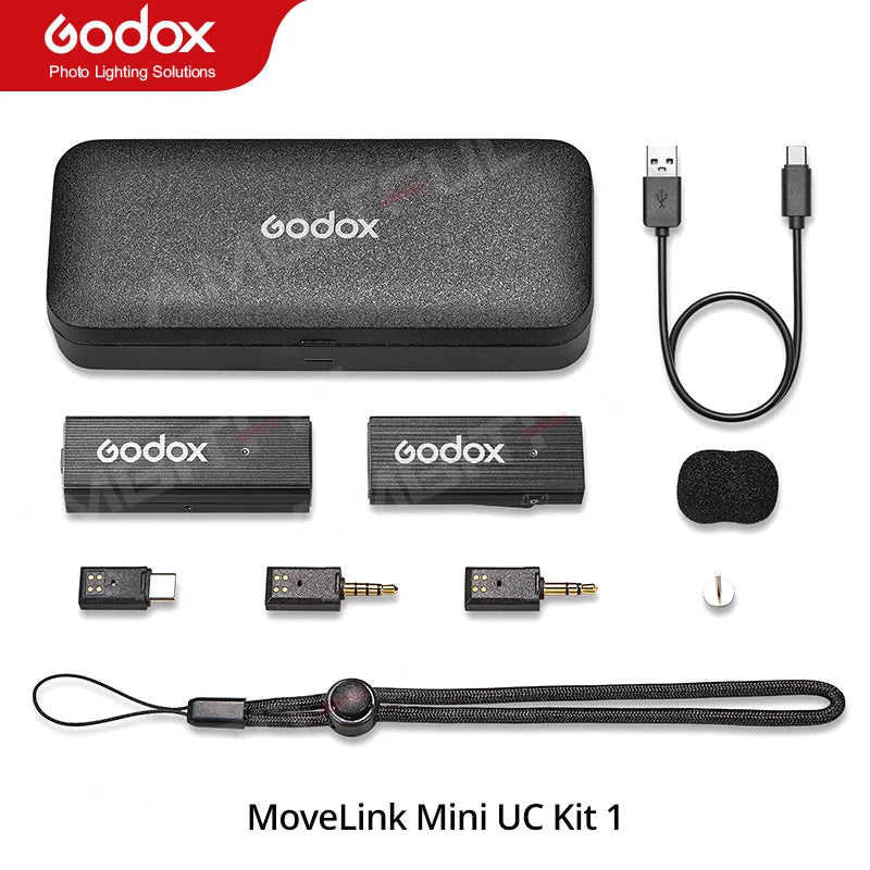 Godox MoveLink Mini LT UC Wireless Microphone 2.4GHz Transmitter Receiver Lavalier Mic for iPhone Type-C Smartphone DSLR Camera