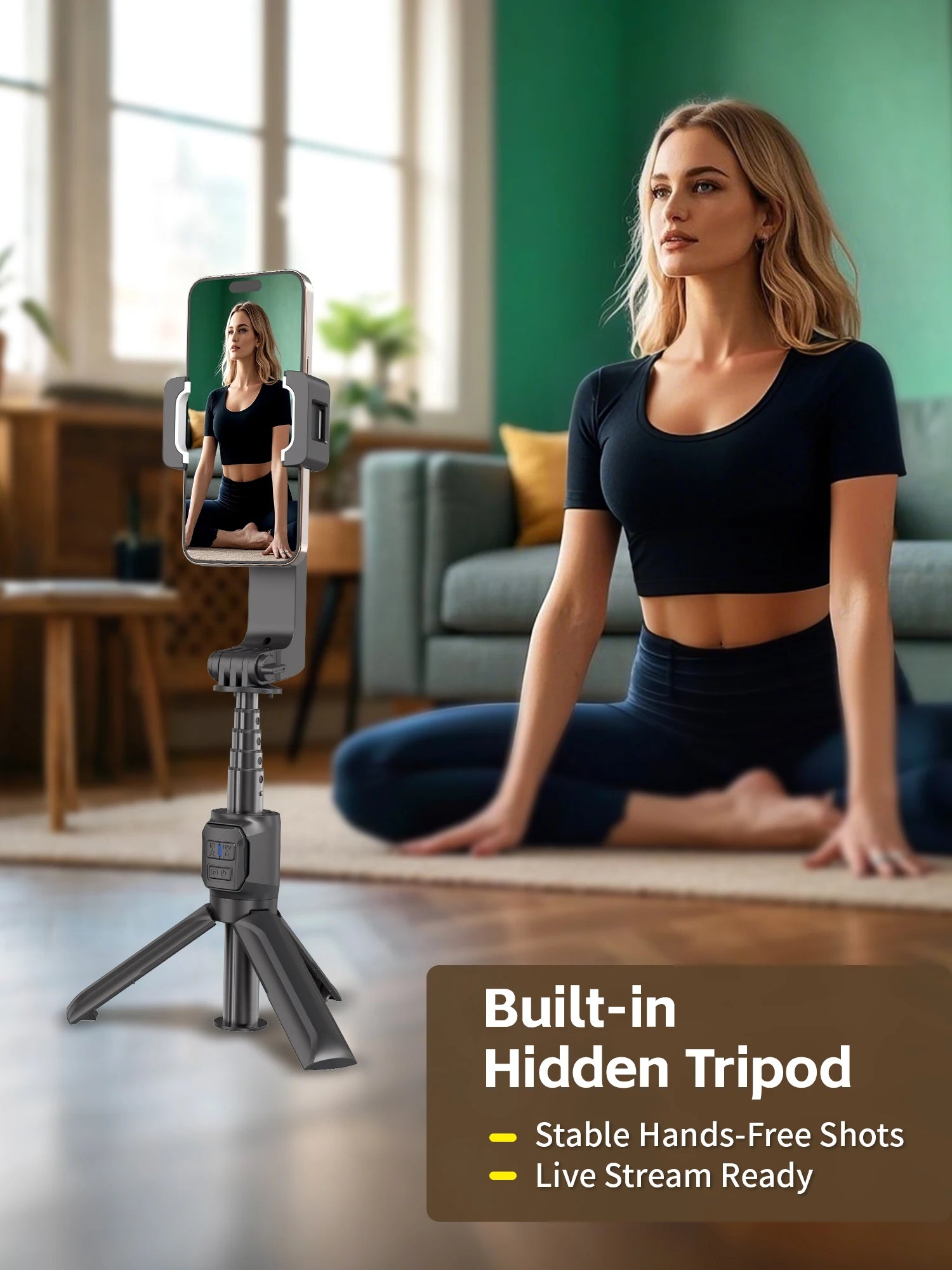 Gimbal Stabilizer Fill Light Selfie Stick Foldable Wireless Tripod with Bluetooth Shutter Monopod for IOS Android Live Streaming