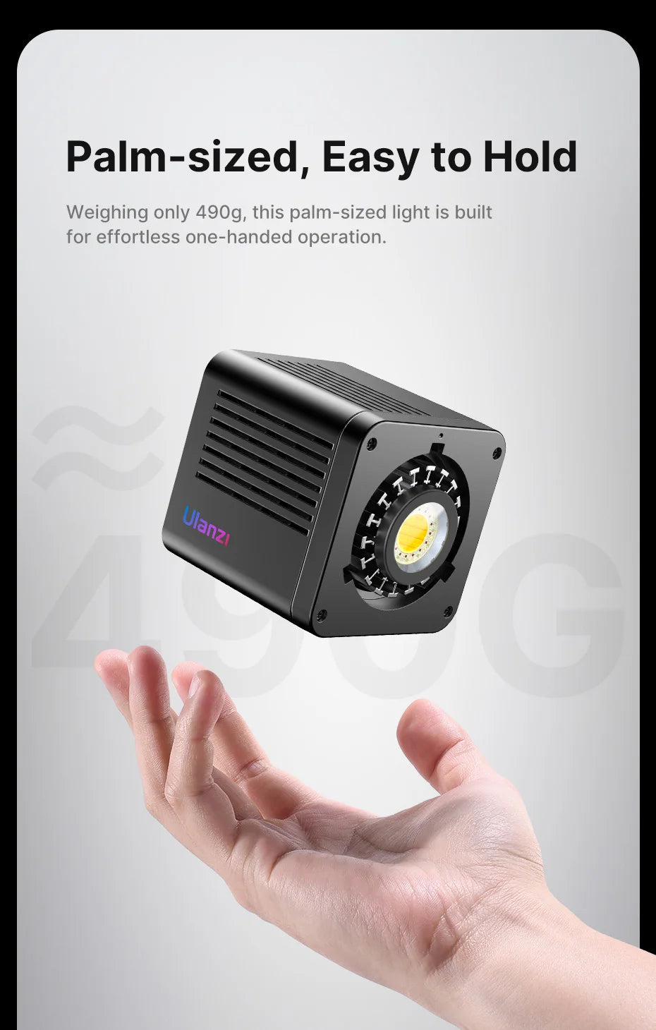 Ulanzi L024 40W RGB Video Light 2500-6500K Bi-color 0-359° RGB COB Light Mini Bowens Mount Fill Light 3400mAh COB Light