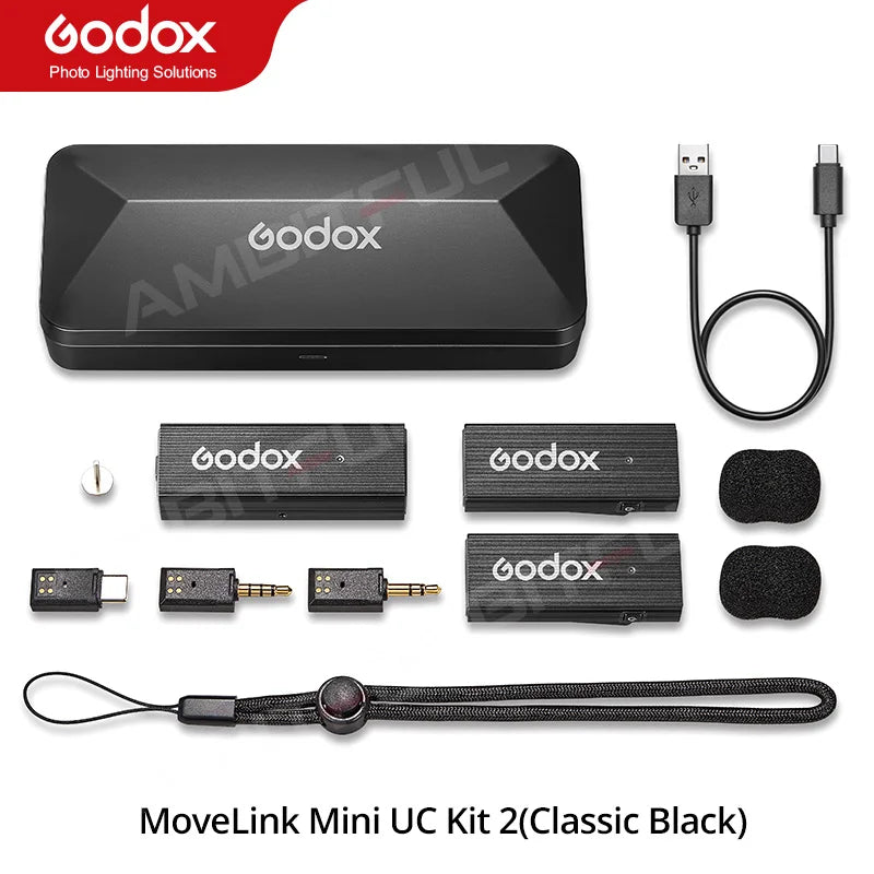Godox MoveLink Mini LT UC Wireless Microphone 2.4GHz Transmitter Receiver Lavalier Mic for iPhone Type-C Smartphone DSLR Camera