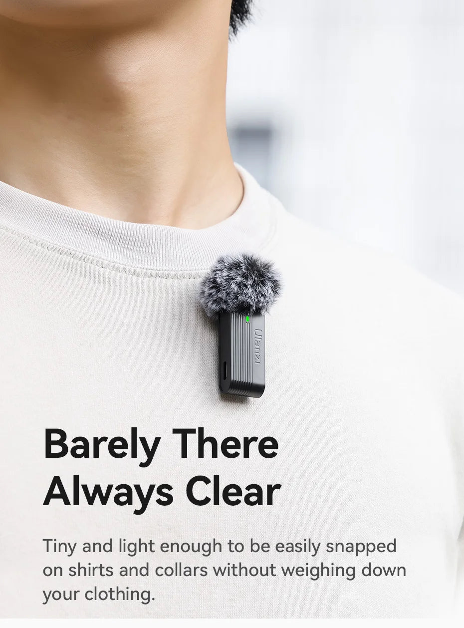 Ulanzi A100 Wireless Microphone Lavalier MIC for iPhone 16 15 Pro（Max） Camera Sound Recording Real-time Monitoring  J12 Upgrade