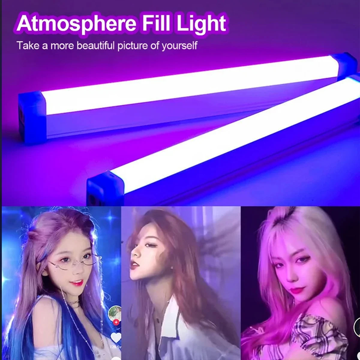 LED Fill Light Recharge Lamp Blue Green Lamp Daily Portable Decor Atmosphere Lighting