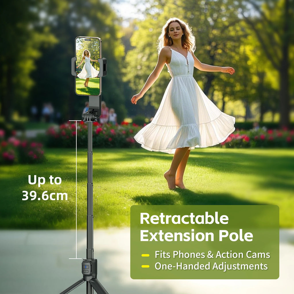 Gimbal Stabilizer Fill Light Selfie Stick Foldable Wireless Tripod with Bluetooth Shutter Monopod for IOS Android Live Streaming