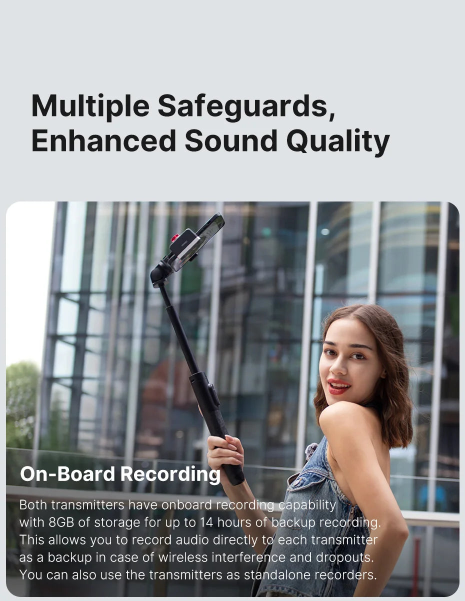 Ulanzi U-Mic Wireless Mic Stereo Microphone Lavalier Microphone for Smartphone DSLR for Interview Video Vlog Gaming Mic