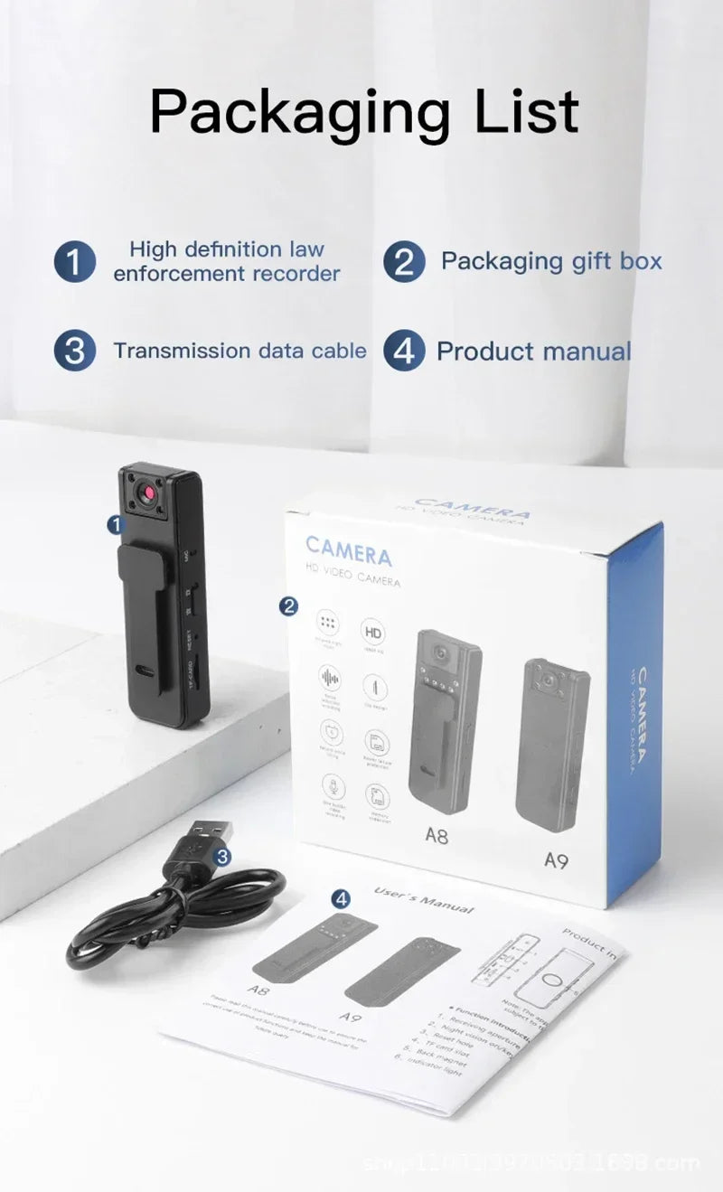 Xiaomi A9 Mini Handheld Camera 1080P Full HD Infrared Night Vision Back Clip Design Outdoor Sports Riding Recorder 2025 Hot Sale