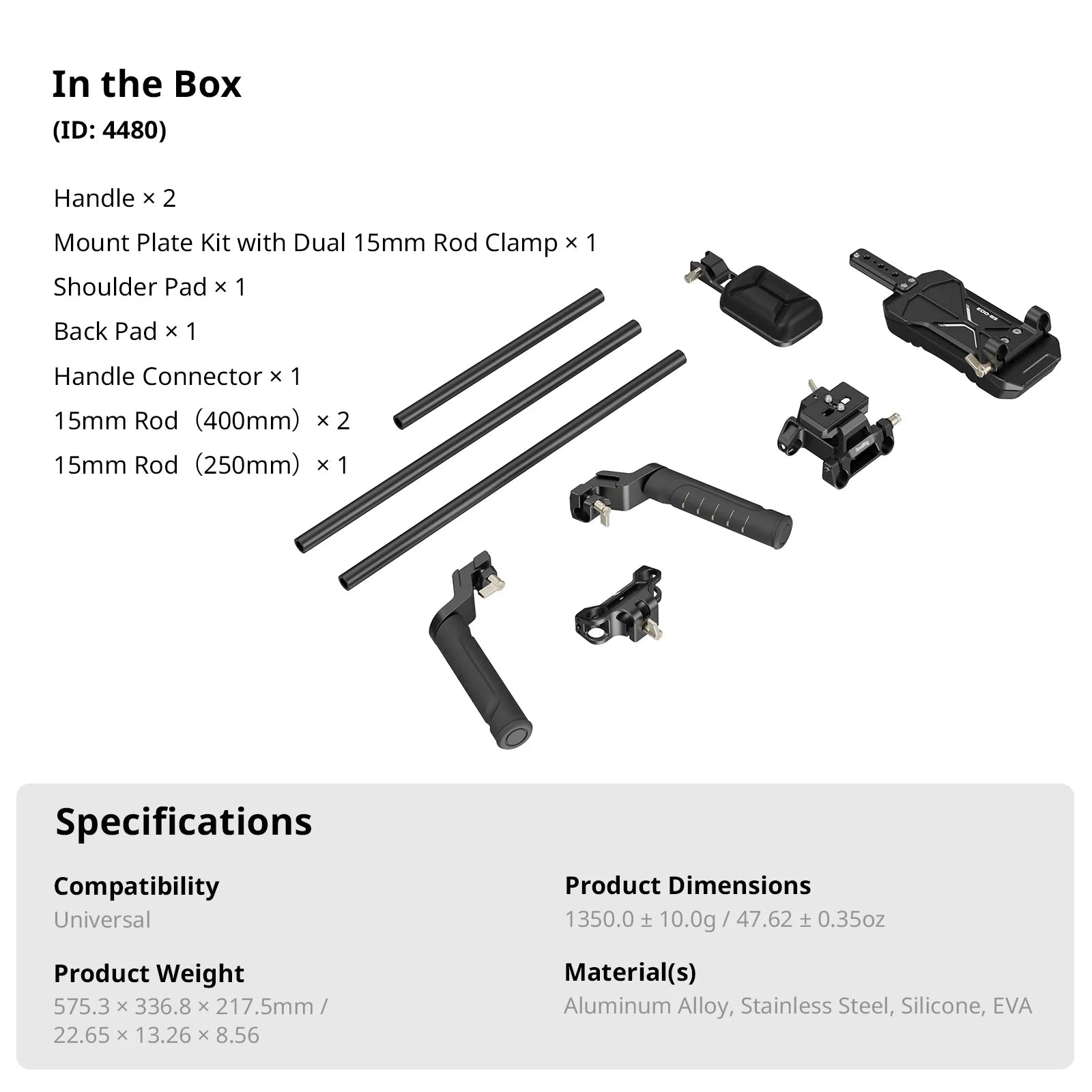 SmallRig Shoulder Rig Kit Classic Version Universal Comfortable Solution for Shoulder Shooting One Knob Lockable 4480