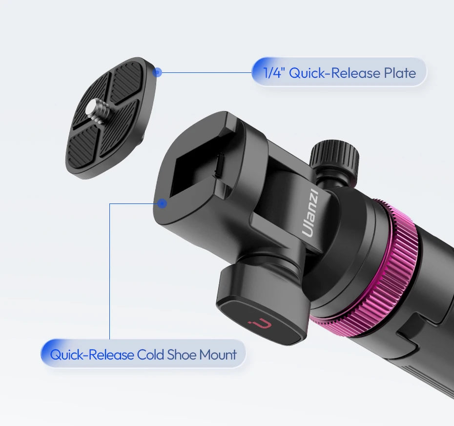 Ulanzi MT-89 2M Quick Release Light Stand Extendable Tripod with Cold Shoe Mount 1/4'' QR Plate for DSLR Camera Video Light Mic