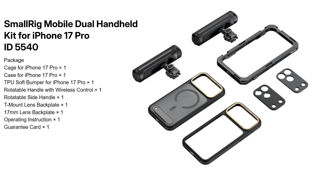 SmallRig for iPhone 17 Pro/iPhone 17 Pro Max Basic Cage,Flagship Cage, Mobile Dual Handheld Phone Cage Kit, 5540/5541/5542/5543