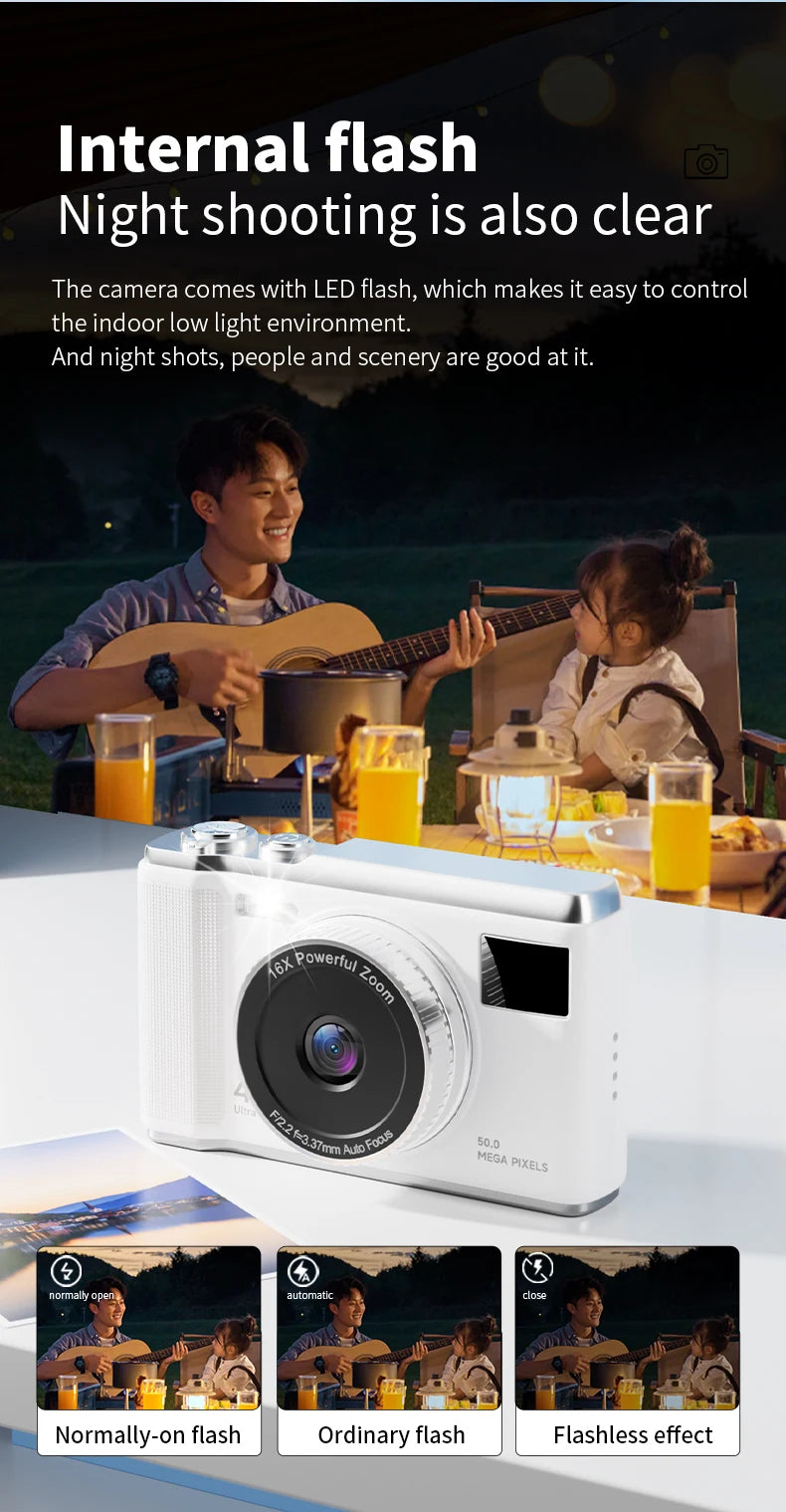 HD 1080P 2.8inch digital Camera Rechargeable Cameras with 16x Zoom Compact Camera 50 Megapixels Cameras for kids Beginner Camera