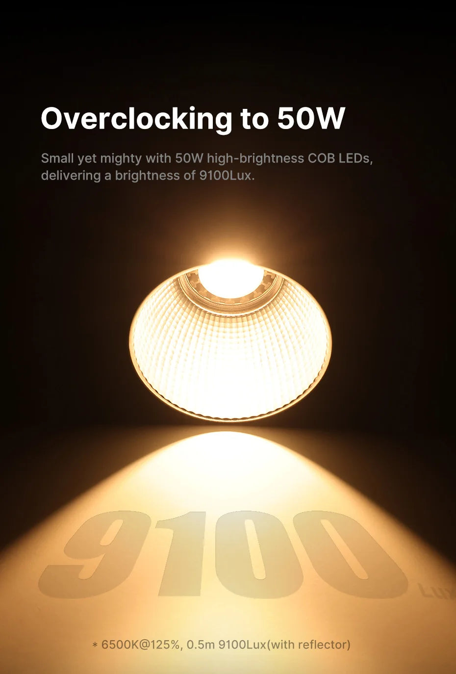 Ulanzi L024 40W RGB Video Light 2500-6500K Bi-color 0-359° RGB COB Light Mini Bowens Mount Fill Light 3400mAh COB Light