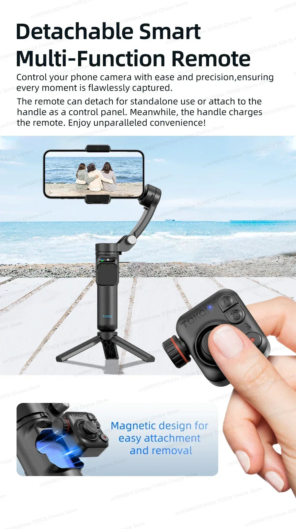 Handheld 3-Axis Gimbal Stabilizer for iPhone & Android, Anti-Shake Phone Holder with Tripod, for Vlogging & Video Recording