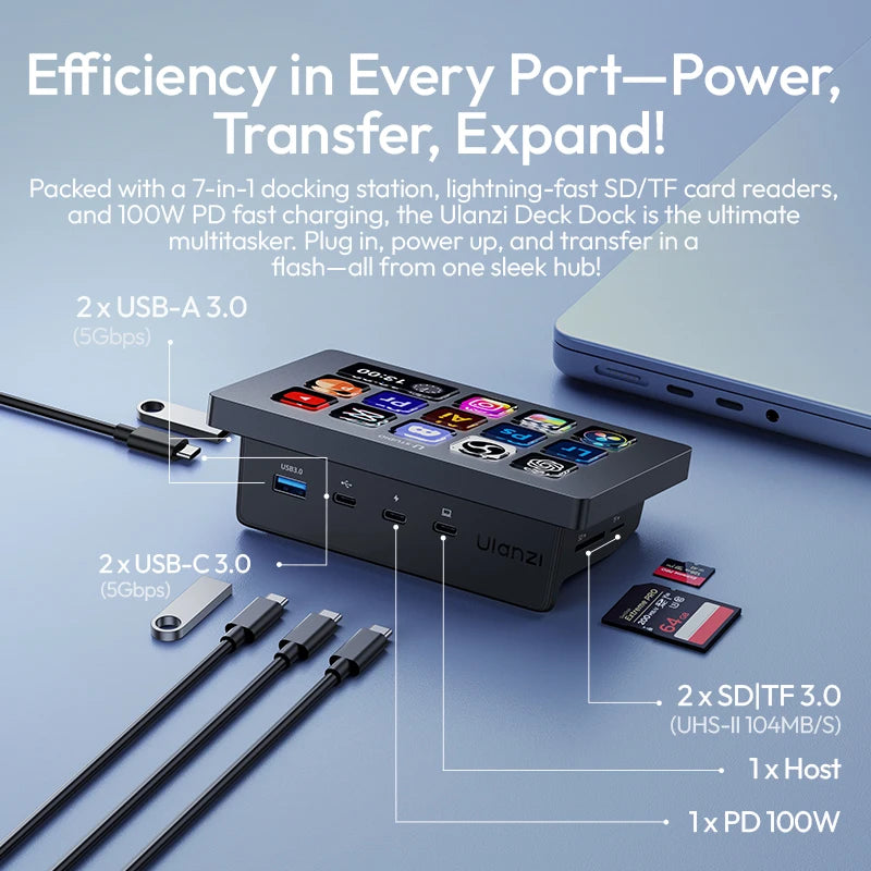 Ulanzi D200H Stream deck Production Console and Studio Controller 13 LCD Keys Streamdeck for Vlog Content Creation Video Editing