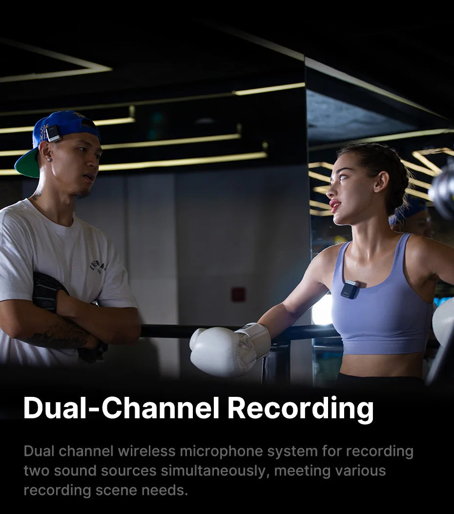 Ulanzi U-Mic Wireless Mic Stereo Microphone Lavalier Microphone for Smartphone DSLR for Interview Video Vlog Gaming Mic