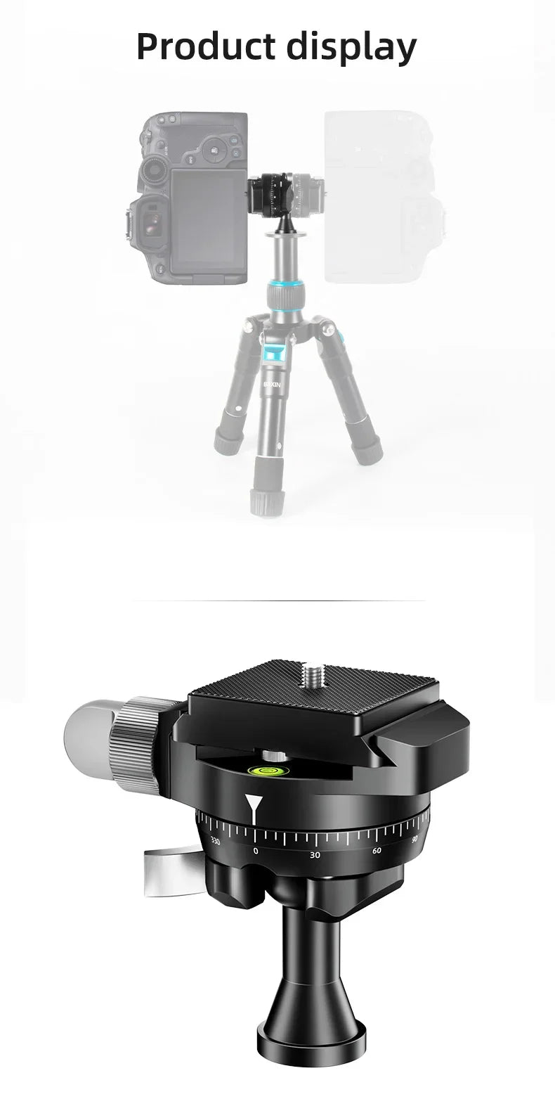 SLR camera panoramic spherical gimbal 360 degree rotating metal gimbal projector gimbal With quick release plate