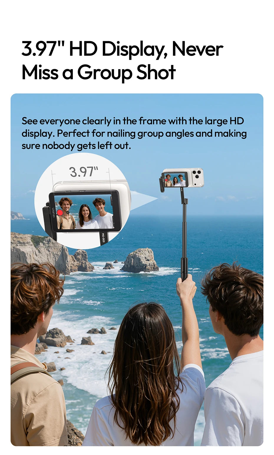 Ulanzi VM1 Vlog Selfie Monitor Screen for iphone 17 16 15 Android Smartphone 4K Magnetic for Studio Vlog Photography Shots