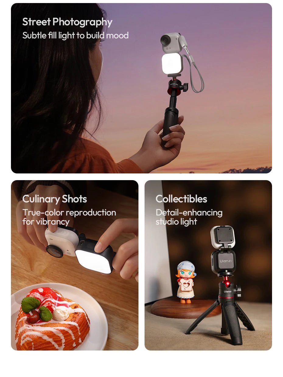 Ulanzi IN07 Mini Magnetic Fill Light for Insta360 Go Ultra Compatible with Go Ultra magnetic base for Vlog Street Photography