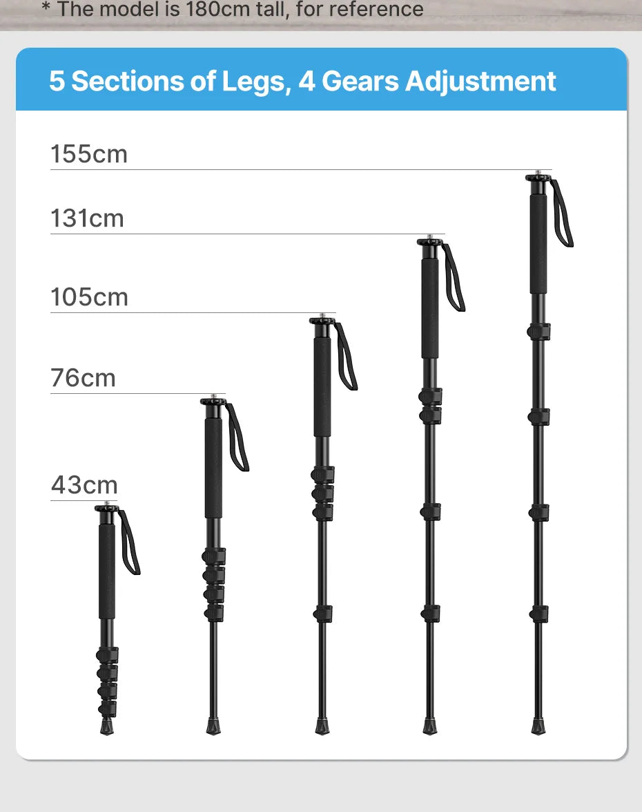 Ulanzi TB12 Metal Tripod Monopod for Camera DSLR Smartphone Monopod Stable and Portable Selfie Stick Hiking Pole Stick