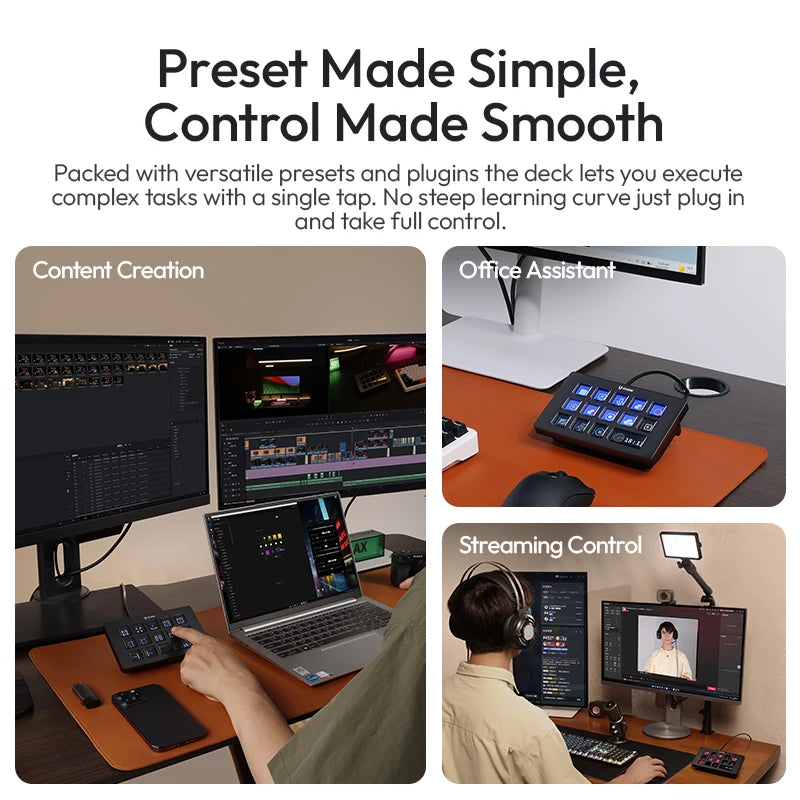 Ulanzi D200H Stream deck Production Console and Studio Controller 13 LCD Keys Streamdeck for Vlog Content Creation Video Editing