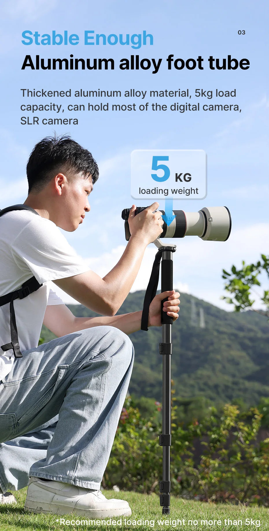 Ulanzi TB12 Metal Tripod Monopod for Camera DSLR Smartphone Monopod Stable and Portable Selfie Stick Hiking Pole Stick