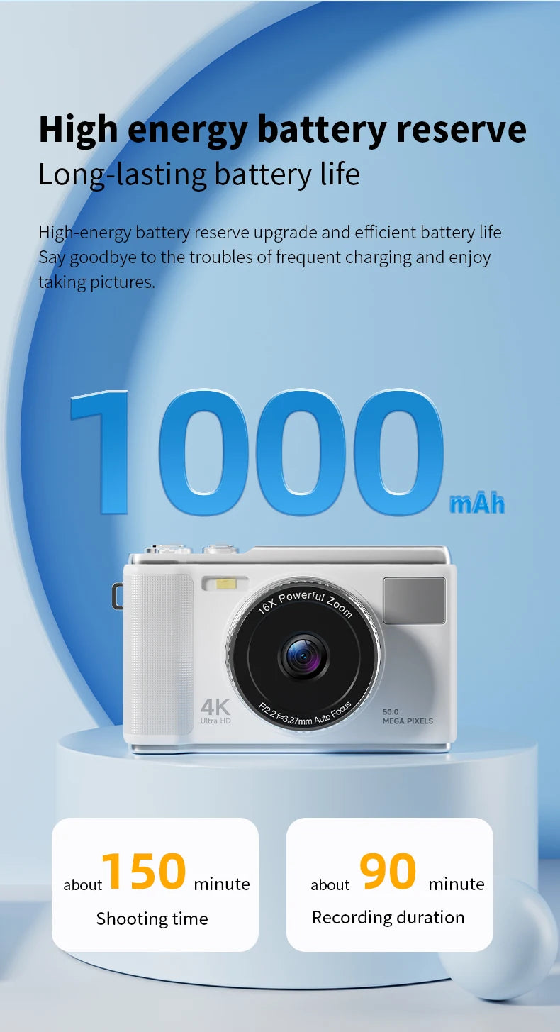 HD 1080P 2.8inch digital Camera Rechargeable Cameras with 16x Zoom Compact Camera 50 Megapixels Cameras for kids Beginner Camera