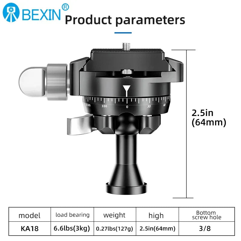 SLR camera panoramic spherical gimbal 360 degree rotating metal gimbal projector gimbal With quick release plate