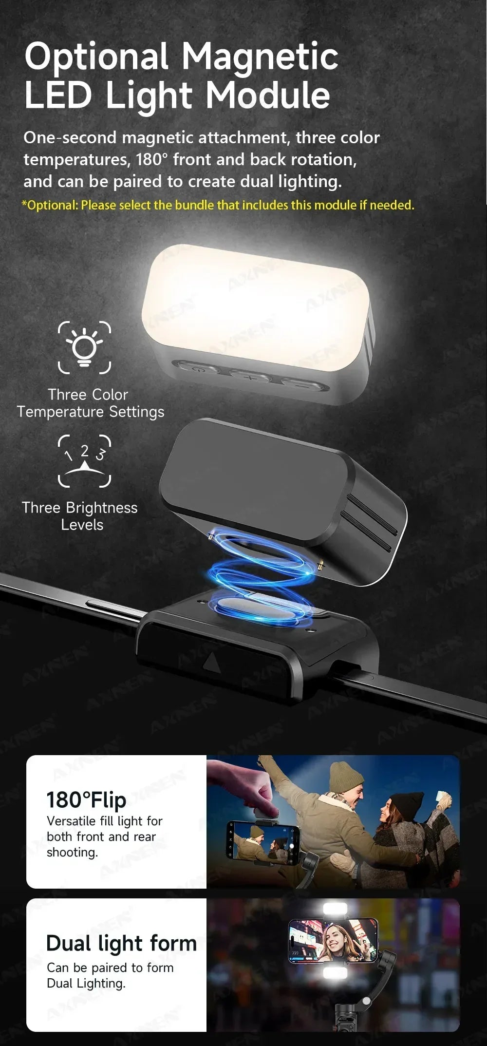 Handheld 3-Axis Gimbal Stabilizer for iPhone & Android, Anti-Shake Phone Holder with Tripod, for Vlogging & Video Recording