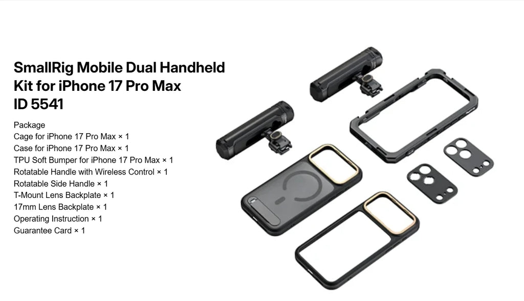 SmallRig for iPhone 17 Pro/iPhone 17 Pro Max Basic Cage,Flagship Cage, Mobile Dual Handheld Phone Cage Kit, 5540/5541/5542/5543