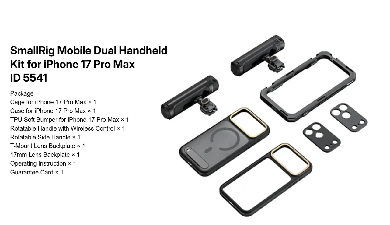 SmallRig for iPhone 17 Pro/iPhone 17 Pro Max Basic Cage,Flagship Cage, Mobile Dual Handheld Phone Cage Kit, 5540/5541/5542/5543