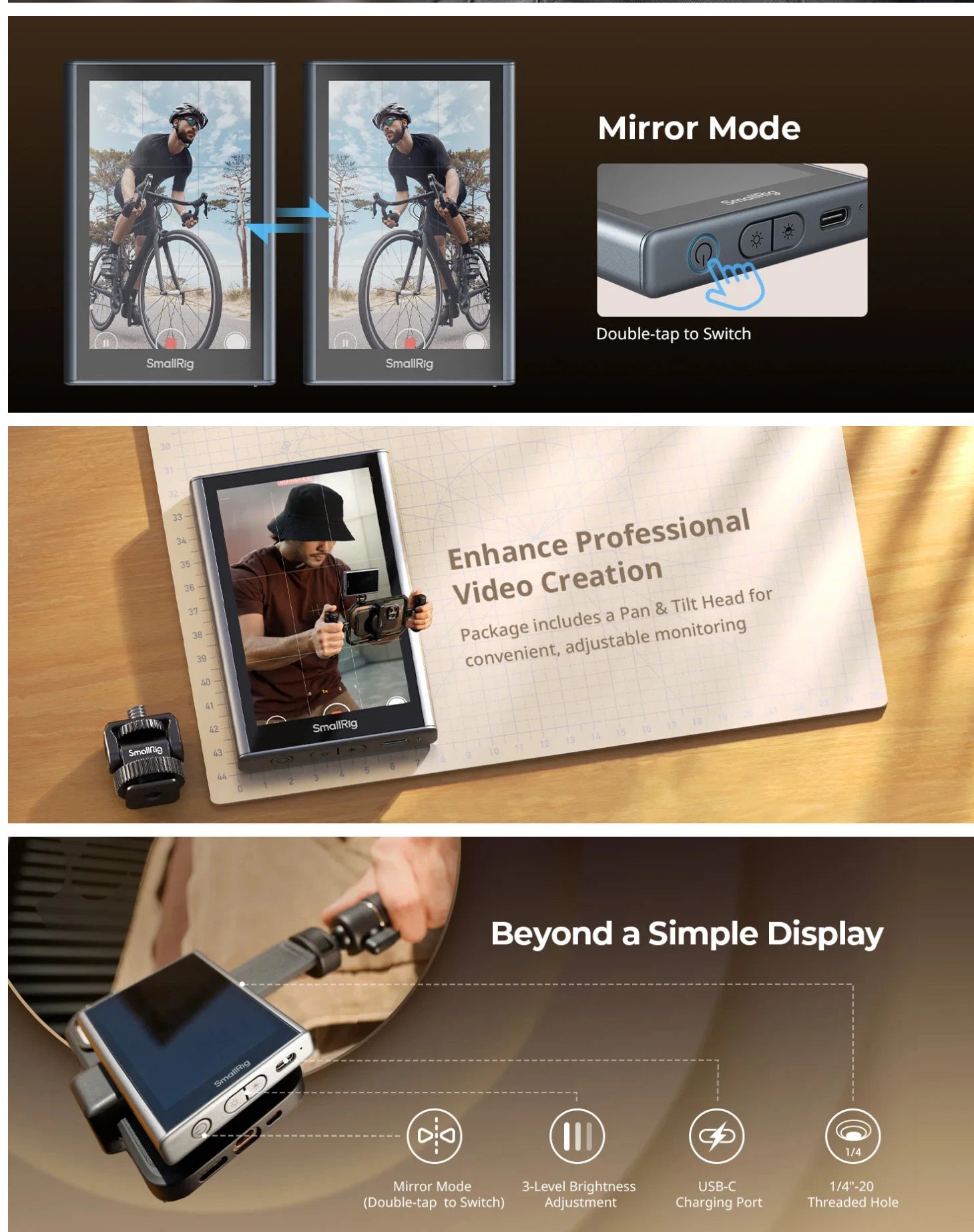 SmallRig Wireless Video Monitor Rear Camera 1080P 4K Wireless Screen Mirroring for Android IOS Phones Cameras 4851/4850