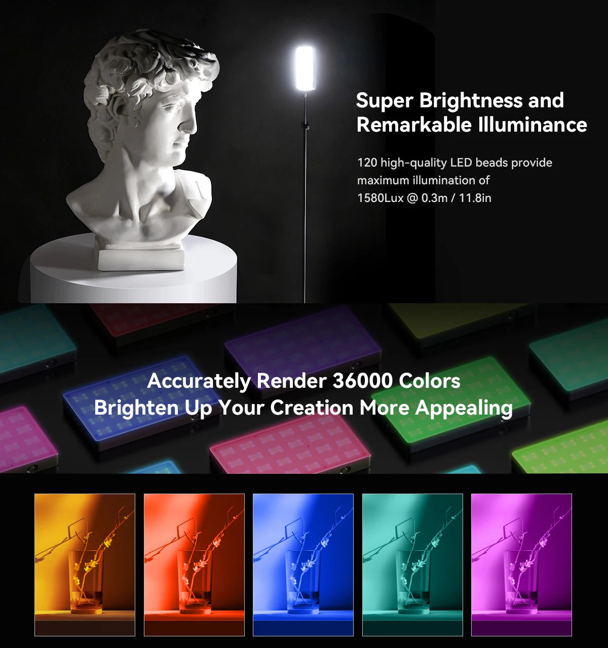 SmallRig RM120 RGB Video Light Portable Studio Photo Light Camera Light for Photography 2500K ~ 8500K 3808