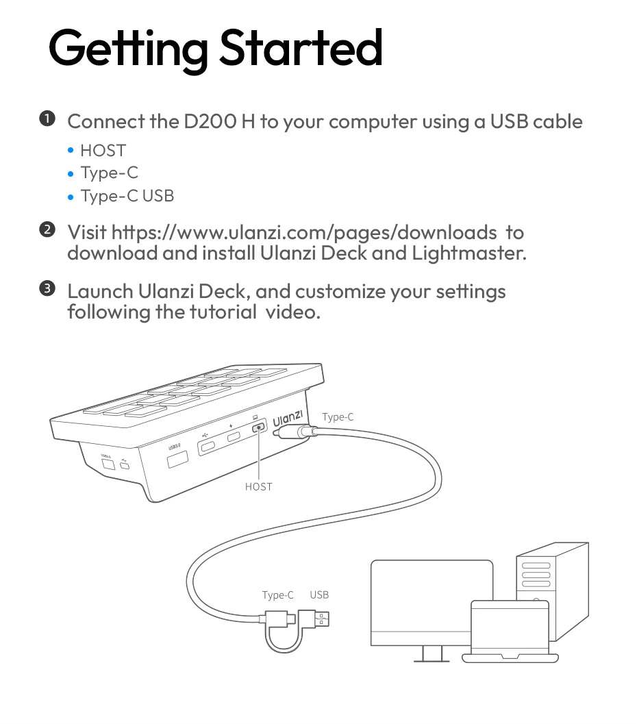 Ulanzi D200H Deck Dock Streaming Controller for Photography Desk Intelligent Lighting Control Office Assistant Streaming Control