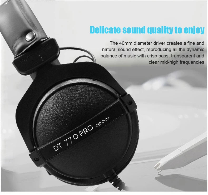 Hot Sale DT770 PRO Studio Dynamic Headphones Closed-Back 80/250 Ohm Professional Monitor Headset   for Recording/