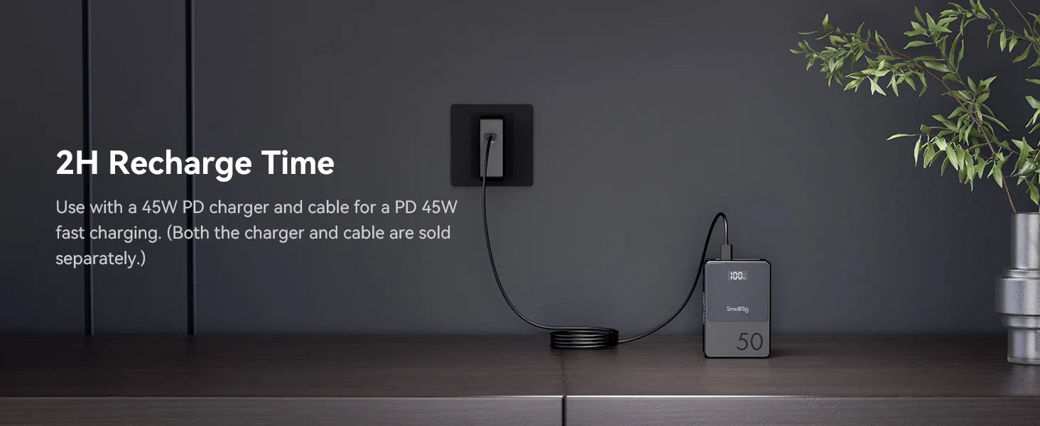 SMALLRIG V Mount Battery VB50 50Wh 3400mAh V Lock Battery with 45W Output USB-C D-TAP USB-A Dual DC Ports for Camera Camcorder