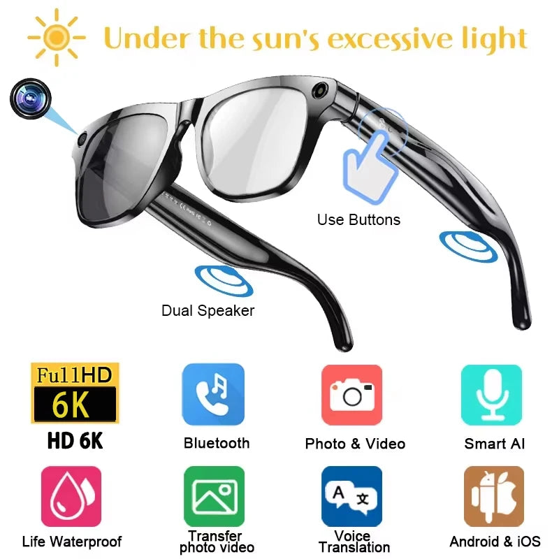 Xiaomi Intelligent Glasses Shooting Photos and Video 6K HD Camera With Color Changing Lenses 260Mah Battery Color-changing Lens