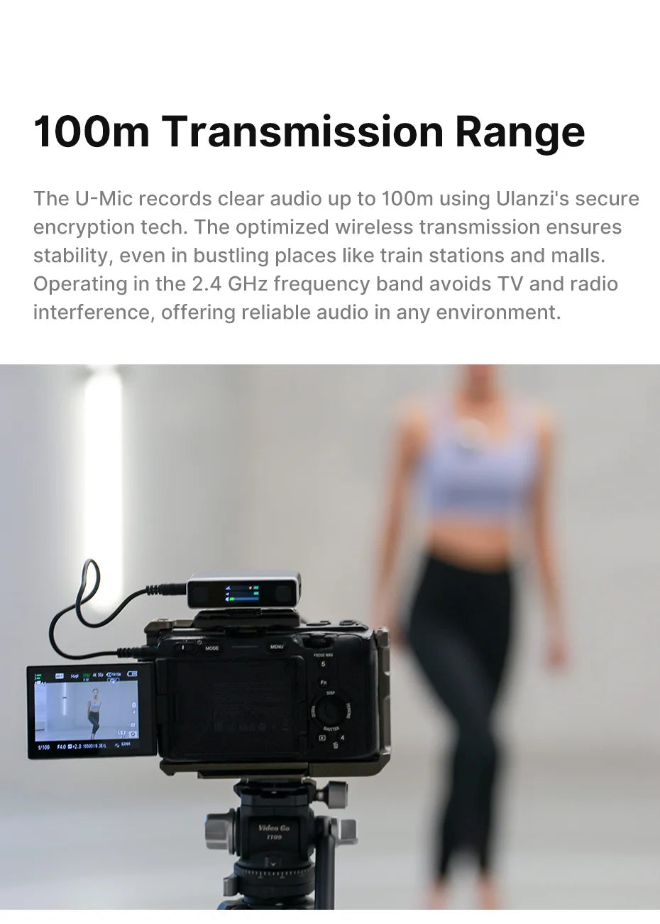 Ulanzi U-Mic Wireless Mic Stereo Microphone Lavalier Microphone for Smartphone DSLR for Interview Video Vlog Gaming Mic