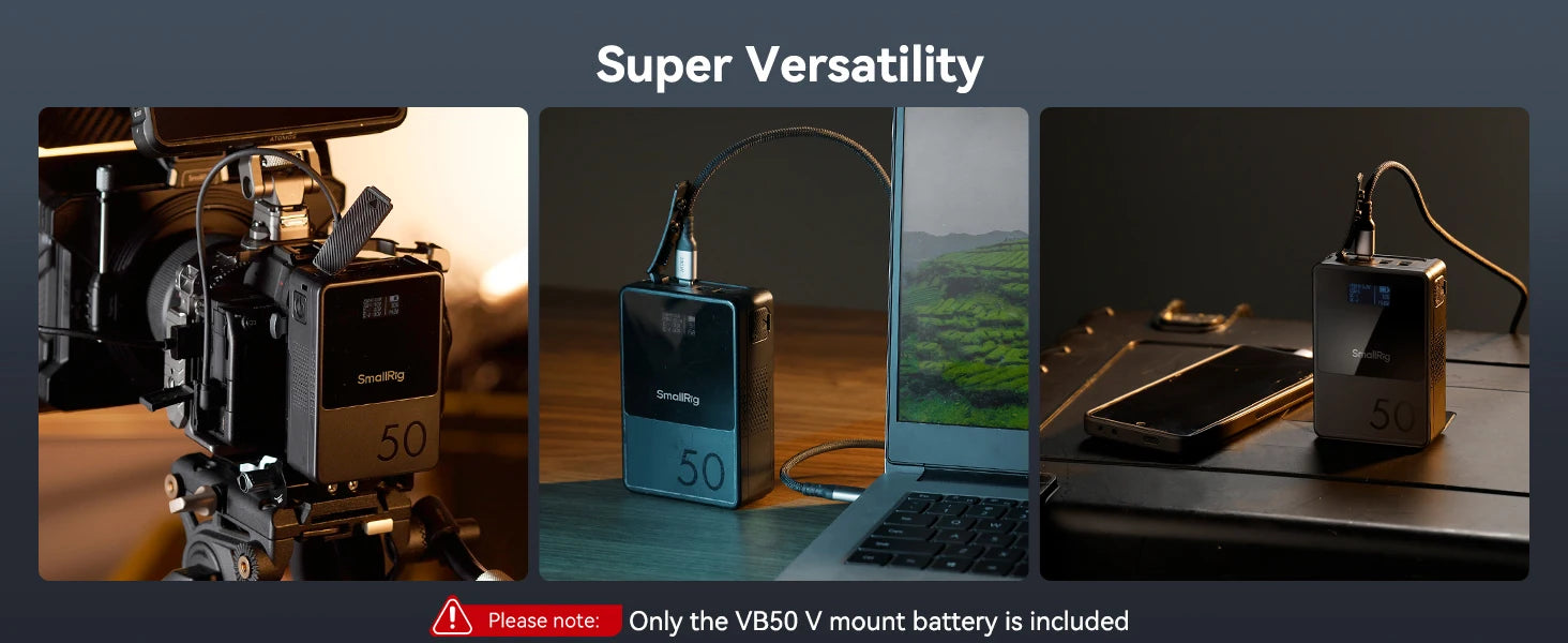 SMALLRIG V Mount Battery VB50 50Wh 3400mAh V Lock Battery with 45W Output USB-C D-TAP USB-A Dual DC Ports for Camera Camcorder