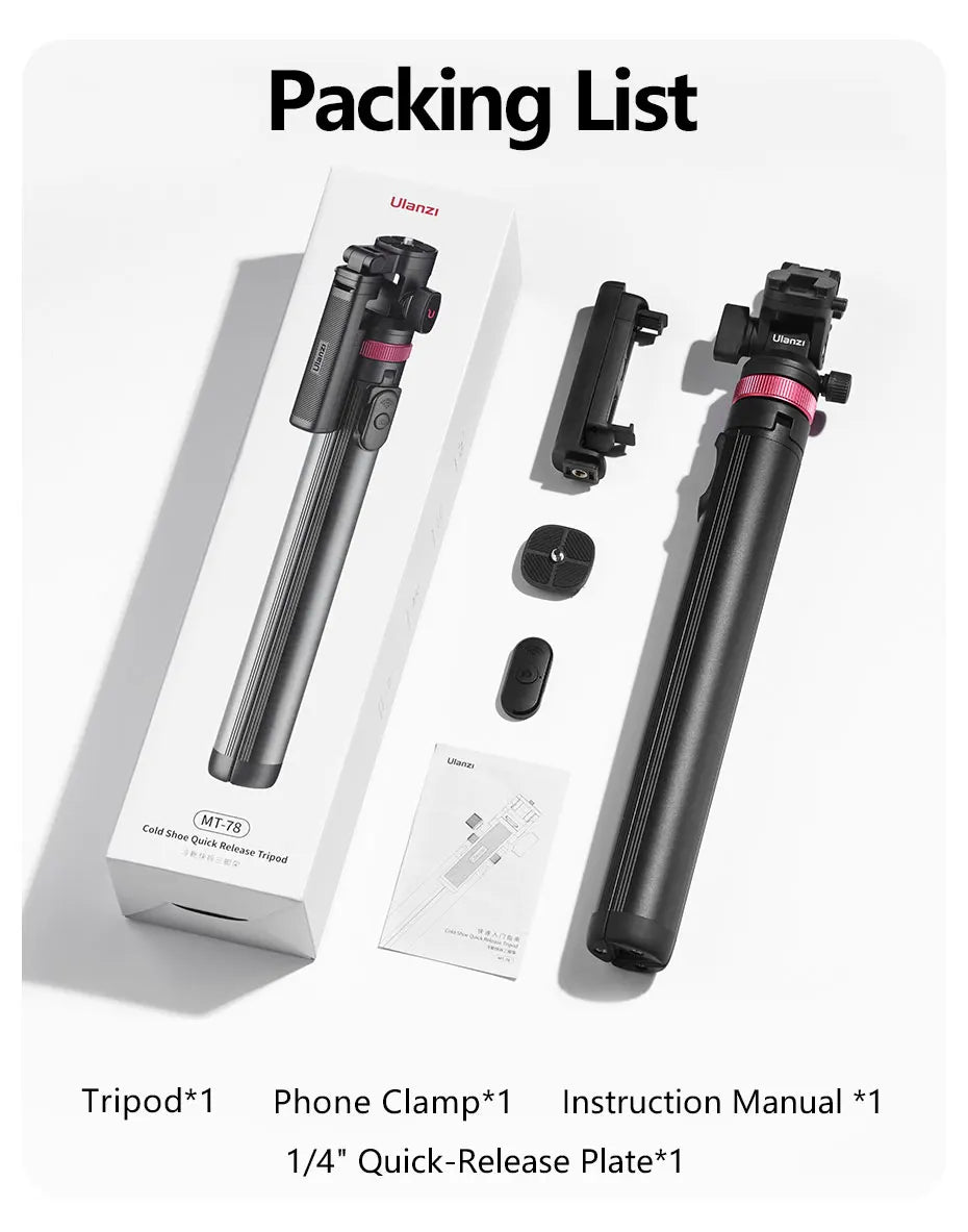 Ulanzi MT-78 Quick-Release Tripod for Camera Smartphone Fill Light Max1.85m Tripod Selfie with Remote Control