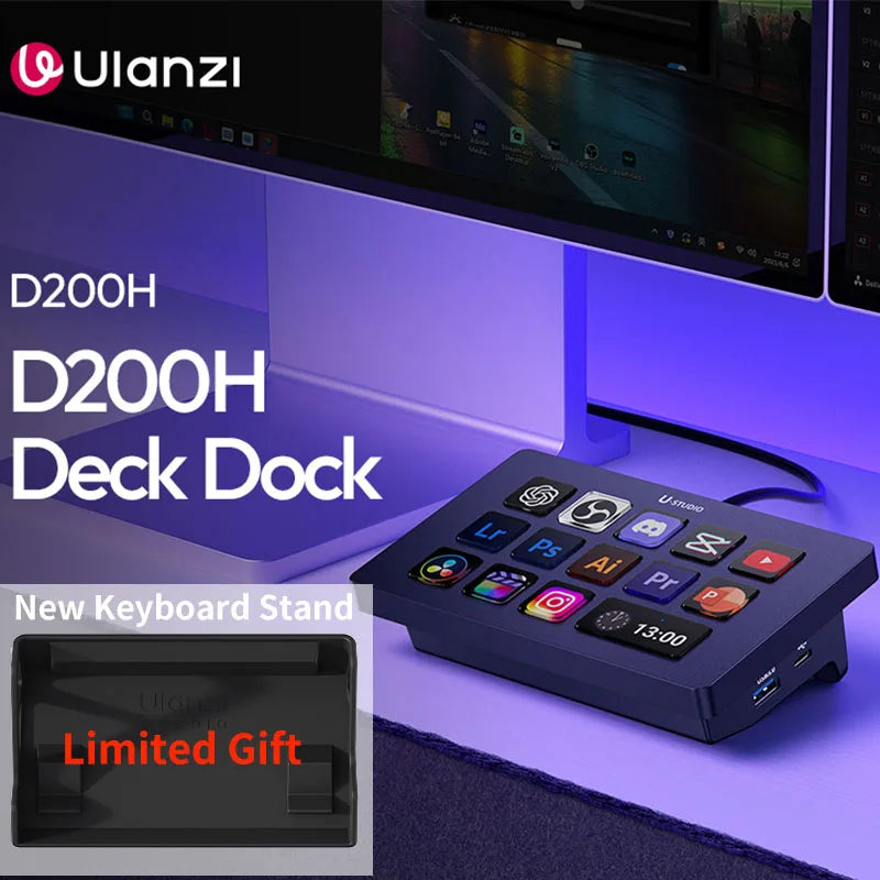 Ulanzi D200H Deck Dock Streaming Controller for Photography Desk Intelligent Lighting Control Office Assistant Streaming Control