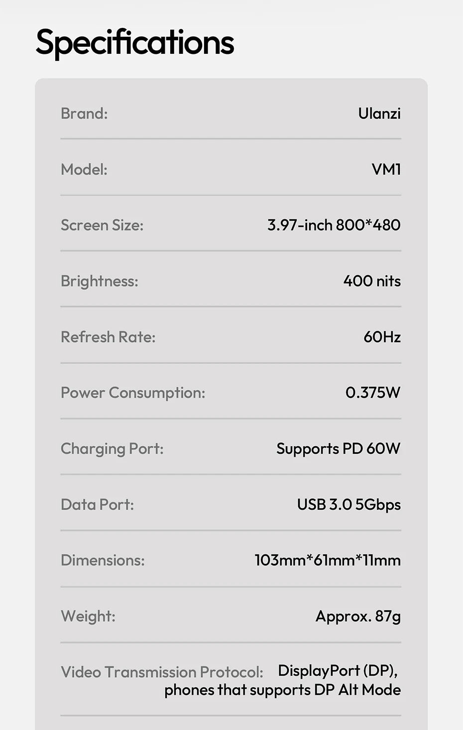 Ulanzi VM1 Vlog Selfie Monitor Screen for iphone 17 16 15 Android Smartphone 4K Magnetic for Studio Vlog Photography Shots