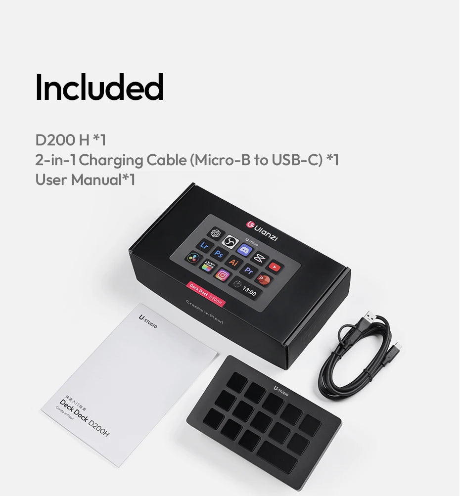 Ulanzi D200H Deck Dock Streaming Controller for Photography Desk Intelligent Lighting Control Office Assistant Streaming Control