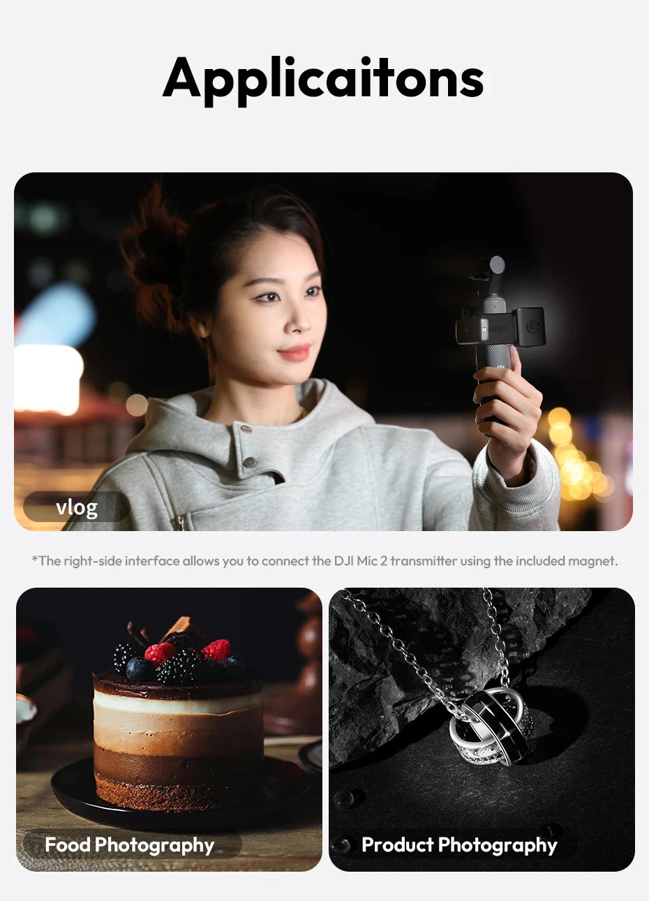 Ulanzi LM001 Pocket 3 Mini Light 3-Level Soft Light LED Video Light for DJI OSMO Pocket 3 for Photography Livestreaming Vlog