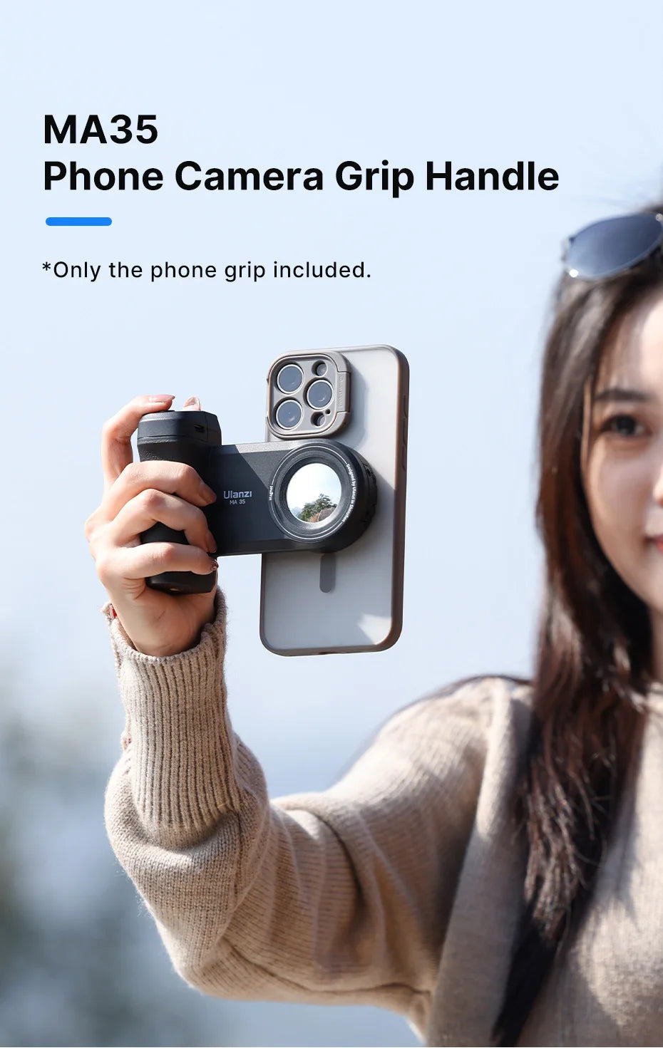 Ulanzi MA35 Phone Camera Grip Handle MagSafe Bluetooth Shutter Smartphone Selfie Stablizer Vertical Horizontal Shooting