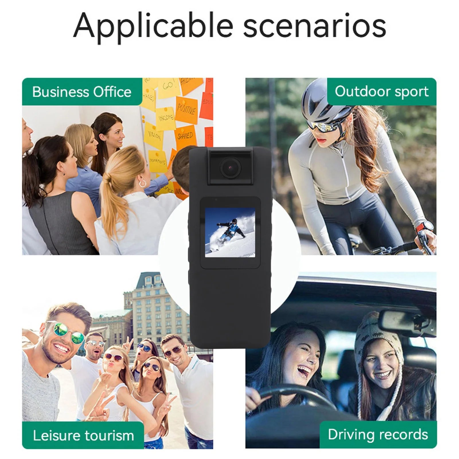 Body Video Recorder Body Worn Camera FHD 1080P 1.3 Inch LCD Screen 180 Degree Rotatable Lens Cycle Recording Wearable Camcorder