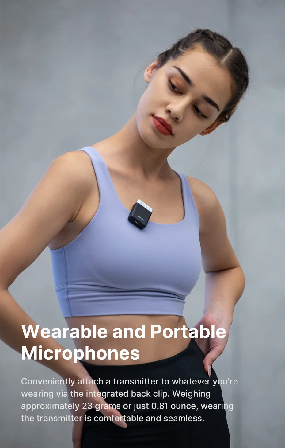 Ulanzi U-Mic Wireless Mic Stereo Microphone Lavalier Microphone for Smartphone DSLR for Interview Video Vlog Gaming Mic