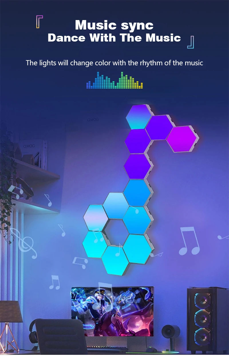 Tuya Smart RGB Quantum Light DIY Decor LED Wall Lamp APP Sound Pickup Game Room Music Rhythm Festival Atmosphere Esports Light